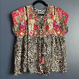 THML Multicolor Embroidered Leopard Blouse